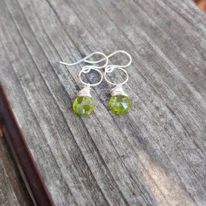 Peridot earrings.  Gold peridot earrings.  Sterling silver peridot earrings