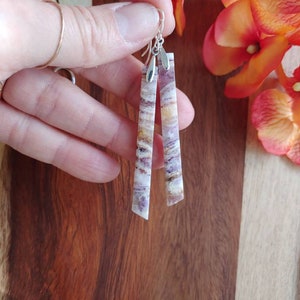 Einzigartige lange Amethyst Ohrringe. Sterling Silber lange Ohrringe