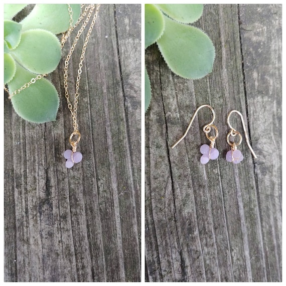 Ultra dainty grape agate clusters earrings.   Silver, gold or rose gold grape agate earrings.   Dainty grape agate