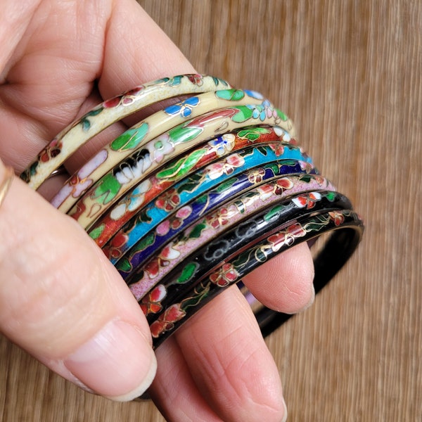 Vintage cloisonne bangle bracelets. multiple colors available.