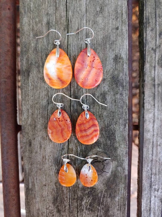 Clearance! Unique Spiny oyster earrings.  Silver spiny oyster earrings.