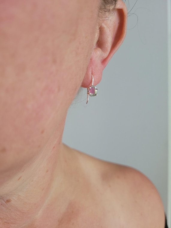 Dainty watermelon tourmaline earrings.