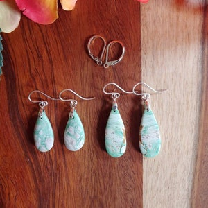 Sterling silver variscite earrings. Green gemstone earrings.