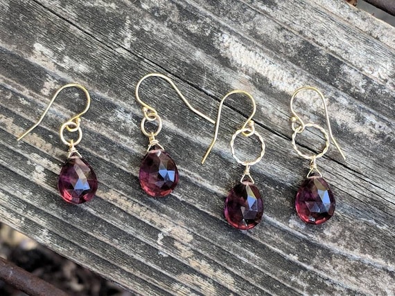Garnet earrings / gold garnet earrings / silver garnet earrings / January birthstone earrings