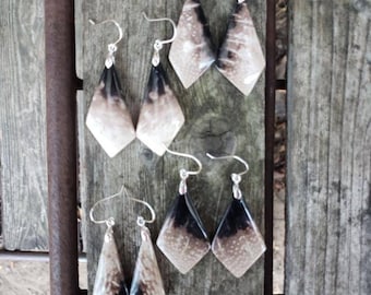 Fossilized palm wood earrings. Palm wood earrings. Avail in sterling silver only