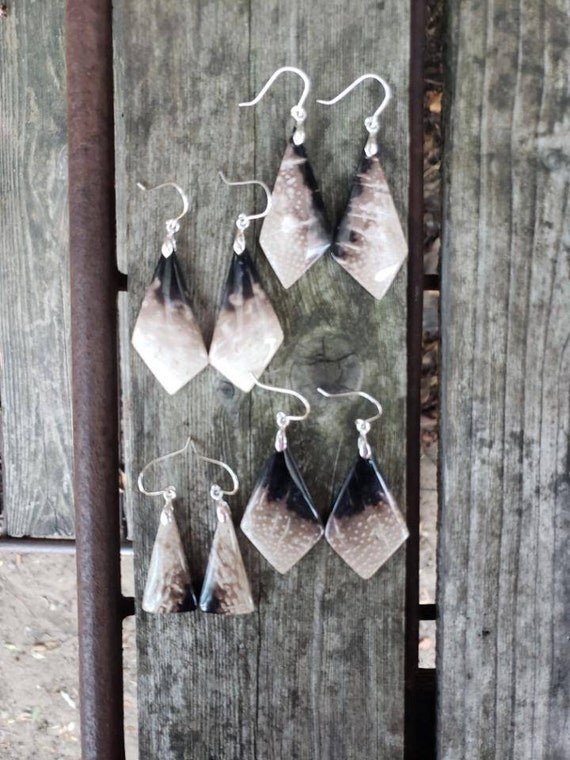 Fossilized palm wood earrings. Palm wood earrings. Avail in sterling silver only