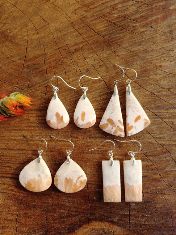 Silver Scolecite earrings. Sterling silver only.
