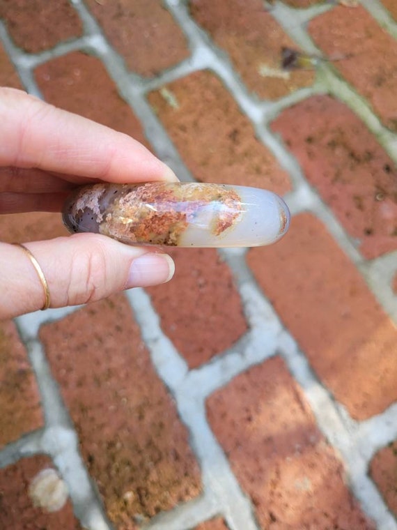 Natural Cherry blossom agate bracelet.  Chunky bangle bracelet