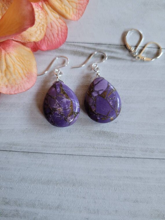 Oyster copper turquoise earrings.  Dainty turquoise earrings. Available in sterling silver, gold filled and rose gold wrapping.