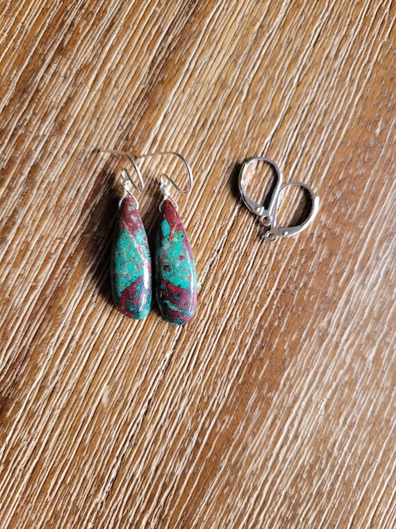 Just listed! Sonora sunrise cuprite chrysocolla earrings. Sonora sunset earrings. Sonoran sunset earrings. Silver only available