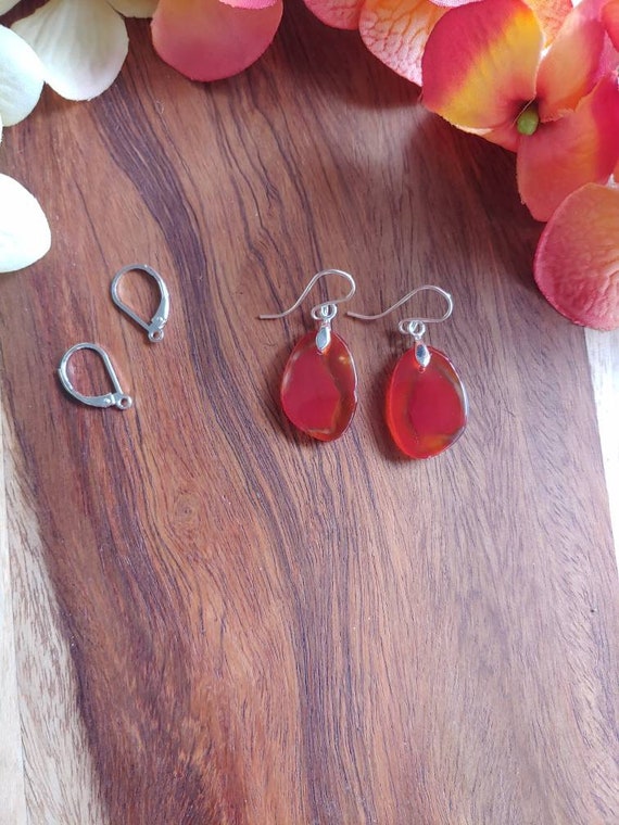 Sterling silver carnelian gemstone earrings.  Gorgeous vibrant orange earrings