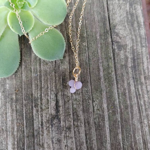 Ultra dainty grape agate clusters pendant necklace. Silver, gold or rose gold grape agate necklaces. Dainty grape agate