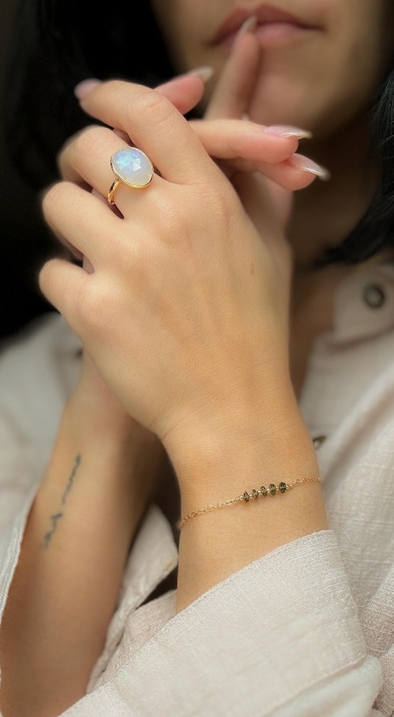 Beaded moldavite bracelet.   Gold moldavite anklet. Silver moldavite anklet. Tektite.  Meteorite jewelry. REAL Moldavite