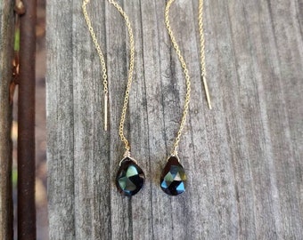 Zwarte toermalijn-oorbellen. Zwarte toermalijn oorbellen.  Zilver, gold filled en rose gold filled beschikbaar