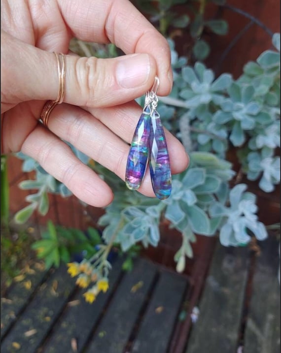 Abalone quartz earrings. Silver gold and rose gold filled available