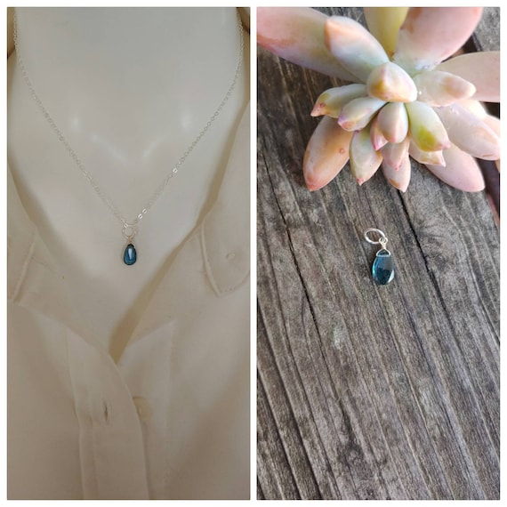 London blue topaz quartz pendant necklace. Available in pendant only or with necklace. Sterling silver gold and rose gold filled