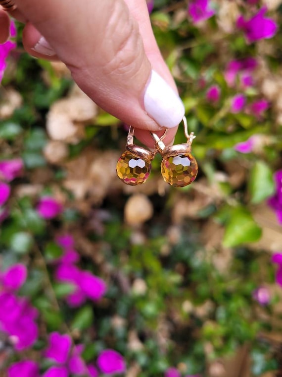 Citrine quartz  faceted elegance in rose gold, gold and sterling silver