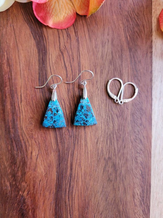 Gorgeous azurite earrings. Sterling silver azurite earrings