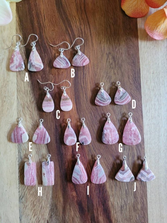 Dainty rhodochrosite earrings. Sterling silver rhodochrosite earrings