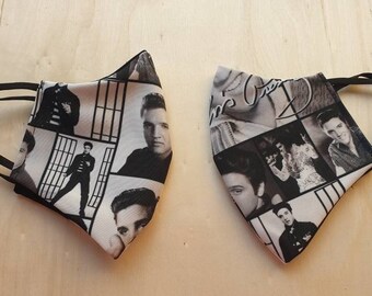 Handmade double layer cloth Elvis Presley theme face mask covering washable reusable adjustable straps