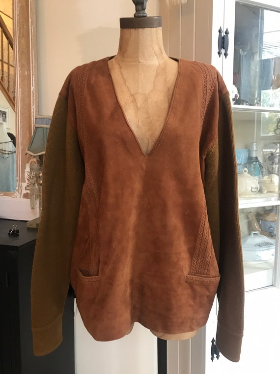 Vintage suede sweater, vintage Saks Fifth Avenue