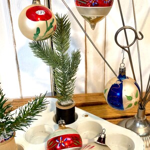 Vintage Glass ornaments, hand painted ornaments