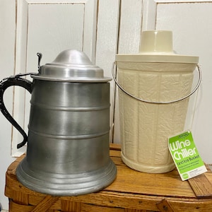 Vintage Stein Ice Bucket & Lusterware Wine Chiller Set