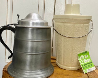 Seau à Champagne Métal Martelé Gris - Vintage XXe Siècle