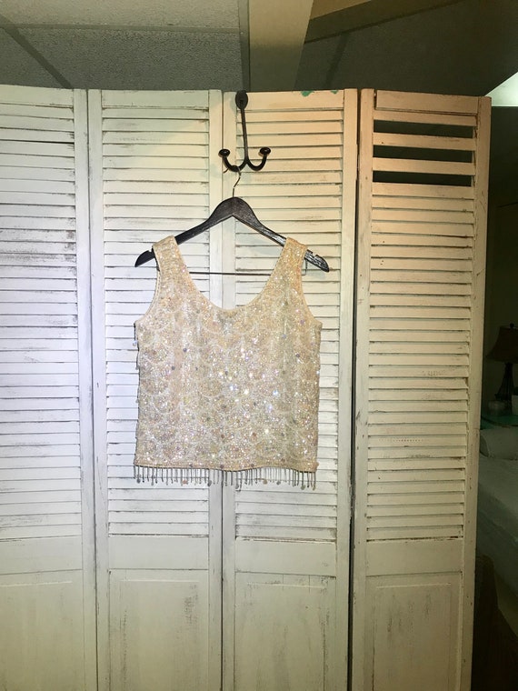 vintage sequin top, vintage cocktail party top, vi