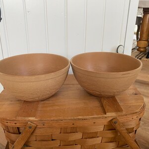 Vintage kommen, vintage Ellington kom, vintage kommen van imitatiehout, set van 2 Ellingers kom van geagateerd hout