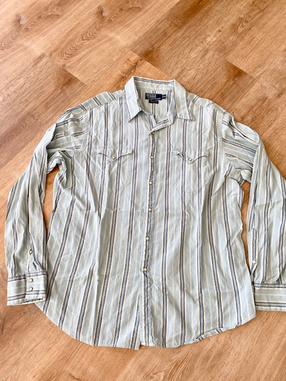 Vintage Striped Button Down Shirts, Polo Ralph Lauren, Joseph Abboud, Tommy Hilfiger, Mens XL View 2