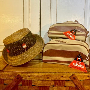 Vintage Fischerhut, Reisetasche, Vintage Anhängetasche, Vintage Reisetasche