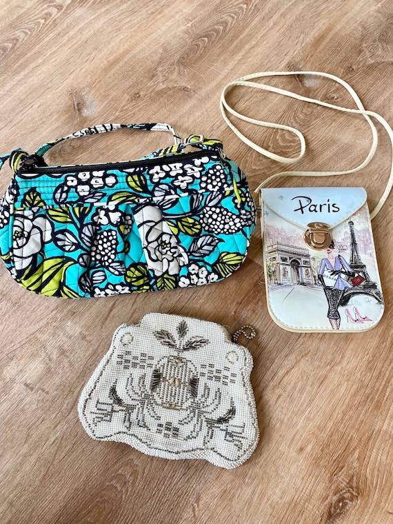 Vintage beaded purse, Paris purse, Vera Bradley pu