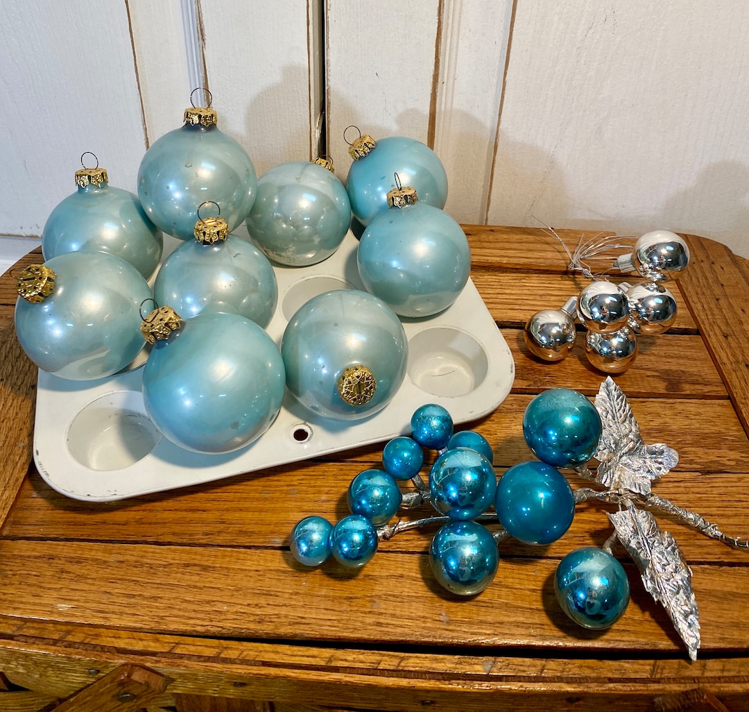 Vintage Blue Ornaments, Beautiful Blue Glass Ornaments, Blue Christmas
