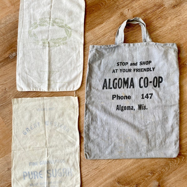 Vintage sugar sac, vintage food sac, vintage feed sack