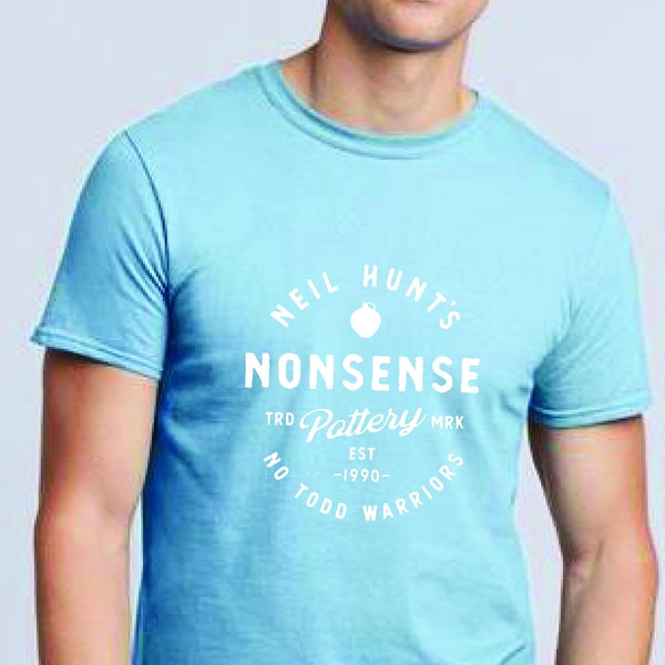 Athletico Mince Vintage Style, Nonsense Pottery T-Shirt for men, Neil Hunt. inspired by Bob Mortimer. LIGHT BLUE