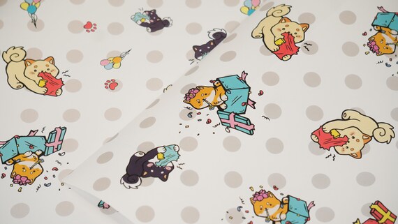 Shiba Inu Birthday Wrapping Paper 4 Sheets