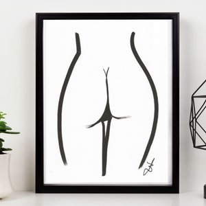 Abstract Woman Bum, Body Line Drawing PRINTABLE, Female Bottom Nudity, Naked ass, line illustration, INSTANT DOWNLOAD, Minimalist Art