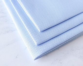 AIDA 14 Count Light Blue Fabric | Cross Stitch Fabric, 14ct Pale Blue Cloth, Aida Canvas, Counted Cross Stitch Fabric, Zweigart Aida