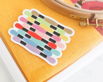 Stitchy Stickers | Cross Stitch Sticker | Embroidery Floss Sticker | Vinyl Sticker for Laptop, Water Bottle, Journal | Vinyl Decal