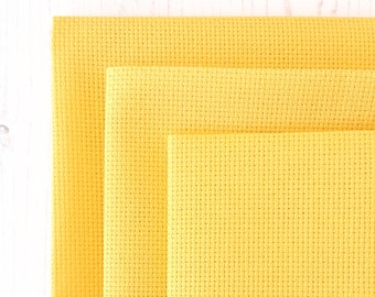 AIDA 14 Count Gold Fabric | Cross Stitch Fabric, 14ct Riviera Gold Aida Cloth, Aida Canvas, Counted Cross Stitch Fabric, Yellow Mustard Aida