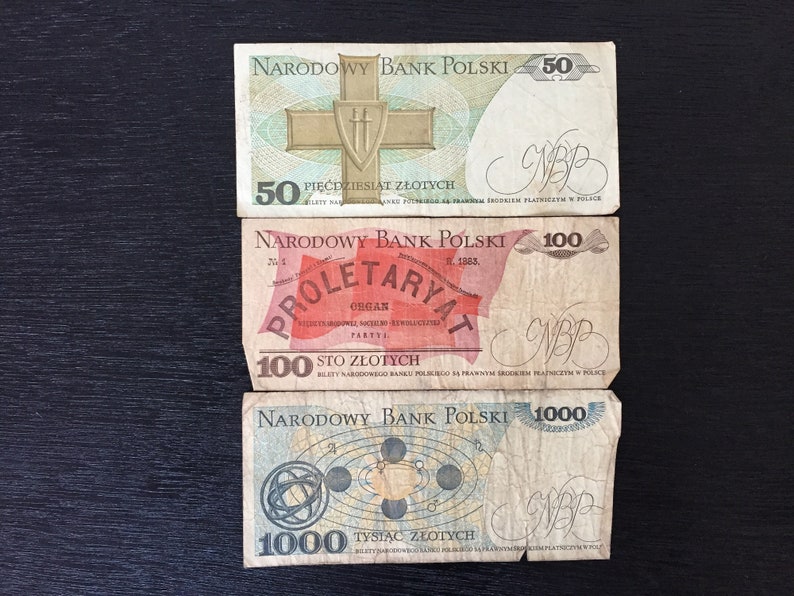 Lot Of 3 Poland Banknotes Old Rare Collectible Paper Money Zlotych 1982-1988