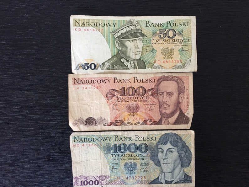 Lot Of 3 Poland Banknotes Old Rare Collectible Paper Money Zlotych 1982-1988