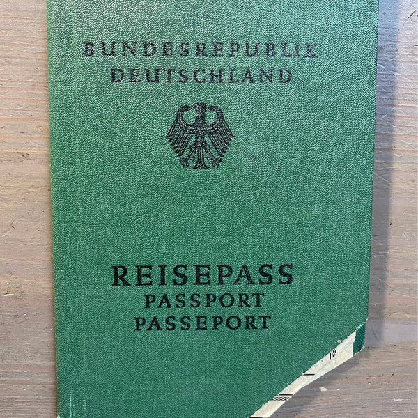 Old Vintage Germany Passport Travel Document Cancelled 1971