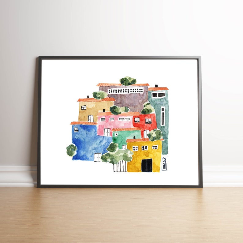 Haus-Wand-Kunst druckbare Haus Haus Aquarell Lémina | Etsy