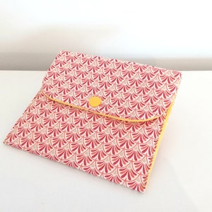 Petite pochette plate à pression Éventails rouge