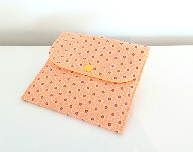 Petite pochette plate à pression Géométrique orange