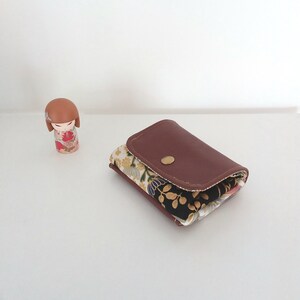 Leather bellows wallet in Japanese fabric image 4