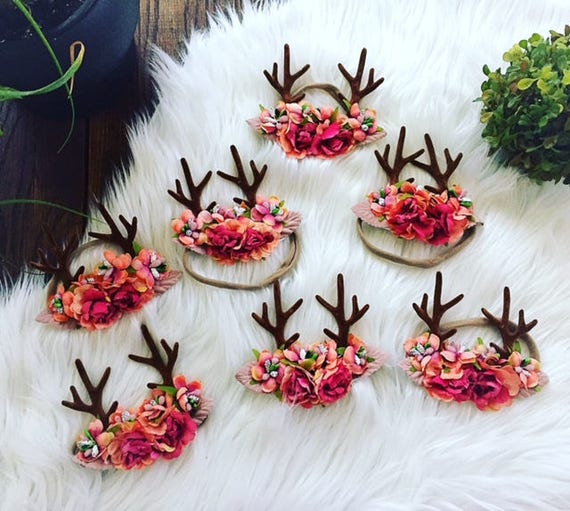 deer antlers with flowers headband