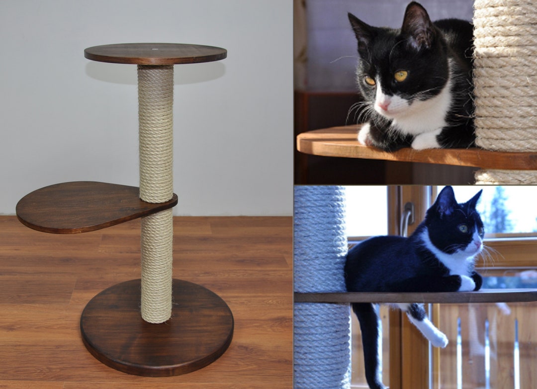 Natural Wood Cat Tree Basic 2 Modules Custom Cat Tree Solid Wood